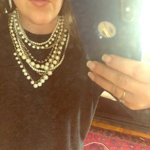 Ann Taylor Pearl and Silver Necklace